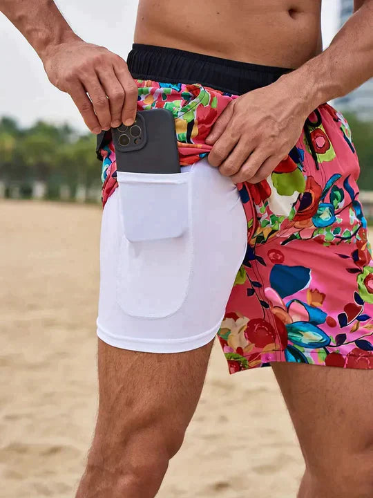 Herre Badeshorts Med Print Og Justerbar Snøre – Afslappede Shorts Til Strand, Pool, Ferie Og Sommerens Fritidsaktiviteter