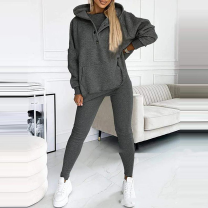 Women's Two-Piece Set with Hoodie and Leggings – Soft and Comfortable Loungewear for Relaxing at Home, Travel, and Everyday Wear