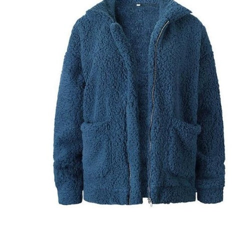 Dámská bunda z teddy fleecu na zip v oversized střihu – měkké a hřejivé svrchní oblečení na podzim, zimu, každodenní nošení a volný čas