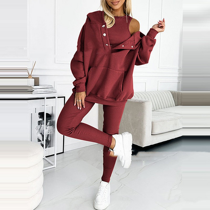 Women's Two-Piece Set with Hoodie and Leggings – Soft and Comfortable Loungewear for Relaxing at Home, Travel, and Everyday Wear