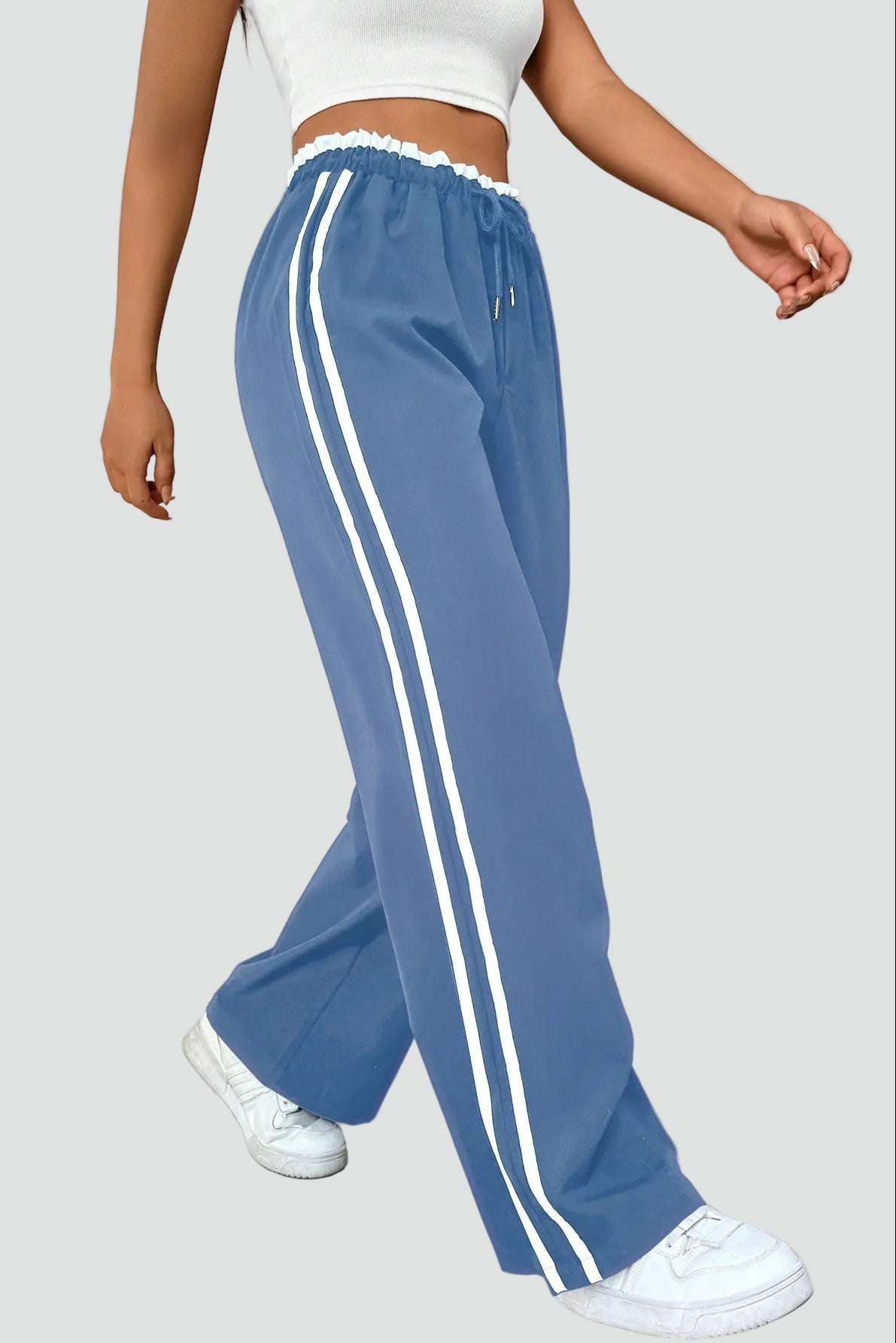 Dame Joggingbukser Med Brede Ben Og Elastisk Talje – Afslappede Bukser Til Hverdagsbrug, Fritid, Afslapning Og Smart Casual Stil