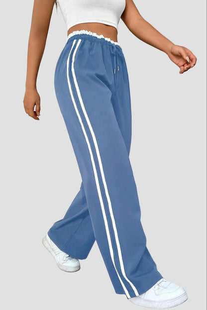 Dame Joggingbukser Med Brede Ben Og Elastisk Talje – Afslappede Bukser Til Hverdagsbrug, Fritid, Afslapning Og Smart Casual Stil