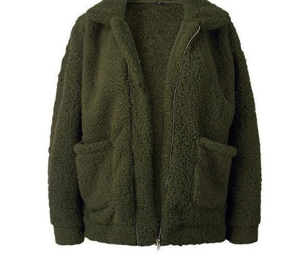 Dámská bunda z teddy fleecu na zip v oversized střihu – měkké a hřejivé svrchní oblečení na podzim, zimu, každodenní nošení a volný čas