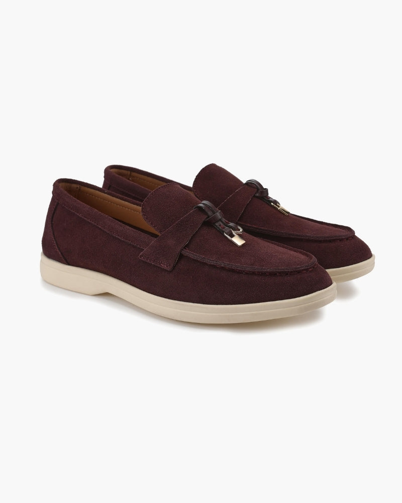 Dame Loafers I Ruskind Med Kvastdetaljer – Elegante Slip-on Flade Sko Til Kontor, Hverdagsbrug Og Smart Casual Stil