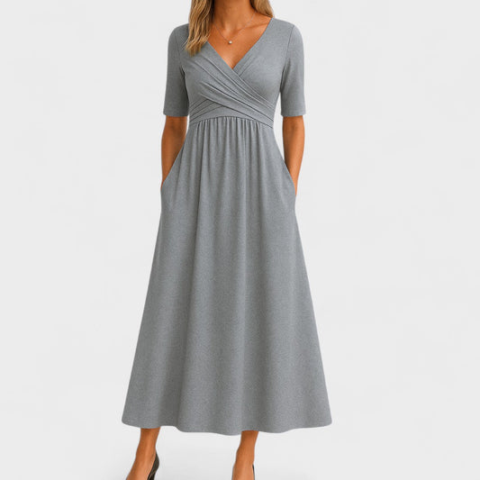 Women's Wrap Maxi Dress with V-Neck – Flattering Summer Dress for Everyday Wear and Special Occasions