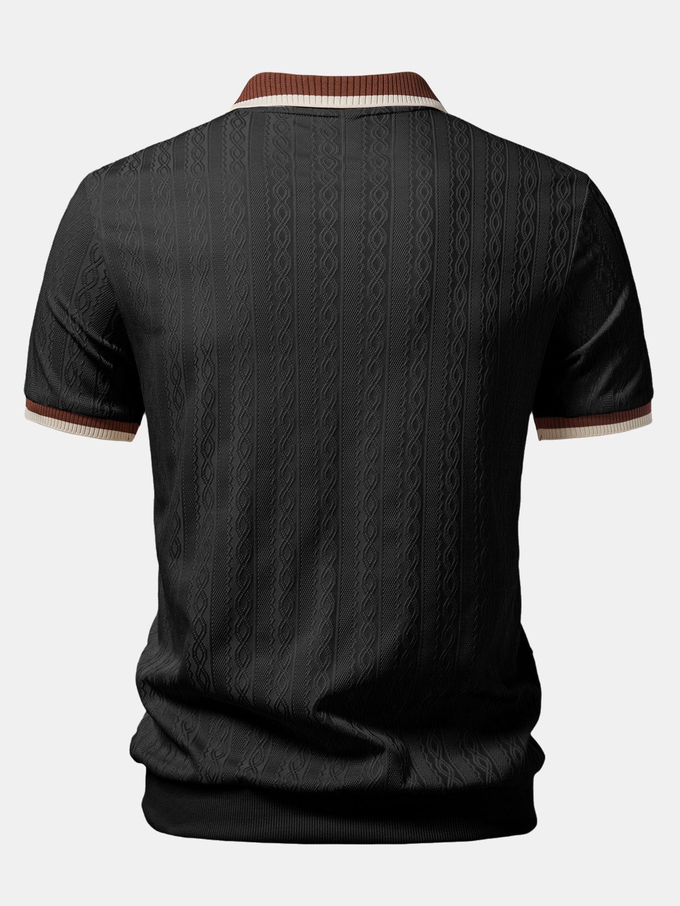 Herre Quarter-Zip Strikpolo – Tekstureret Skræddersyet Skjorte til Smart Casual Brug