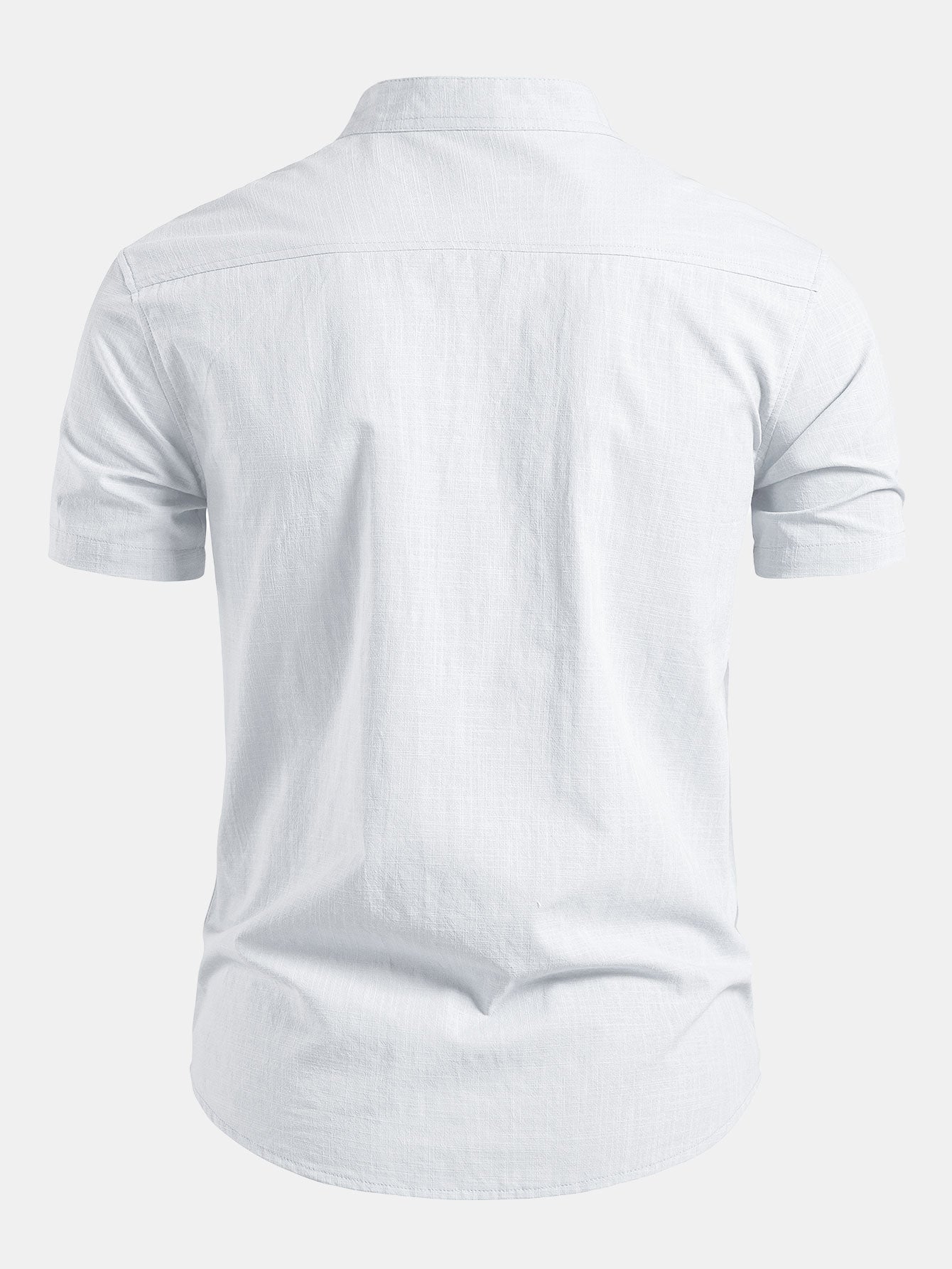Herre Kortærmet Skjorte med Ståkrave – Skræddersyet Smart Casual Sommerstil