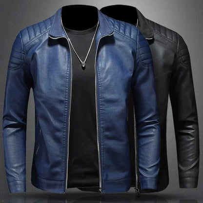 Cazadora moto de cuero para hombre con hombros acolchados – Cazadora cortavientos para uso diario, vida urbana y estilo de fin de semana