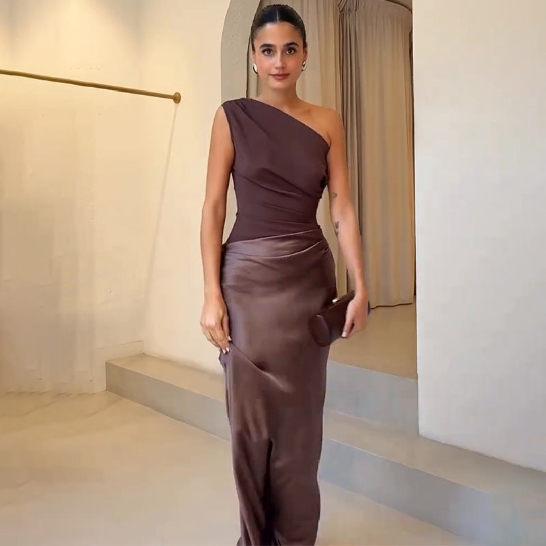 Women's Asymmetrical Maxi Dress – One-Shoulder Guest Dress for Summer Weddings and Receptions
