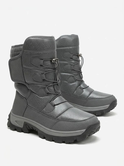 Botas de nieve para hombre con forro de felpa, diseño high-top y suela dentada antideslizante - botas de invierno cálidas para días fríos y actividades al aire libre