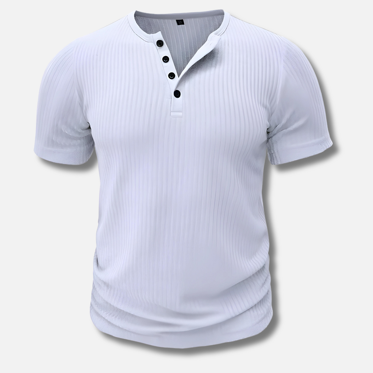 Men's Ribbed Slim-Fit Henley T-Shirt with Short Sleeves – Stylish T-Shirt for Everyday Wear, Leisure, and Smart Casual Style