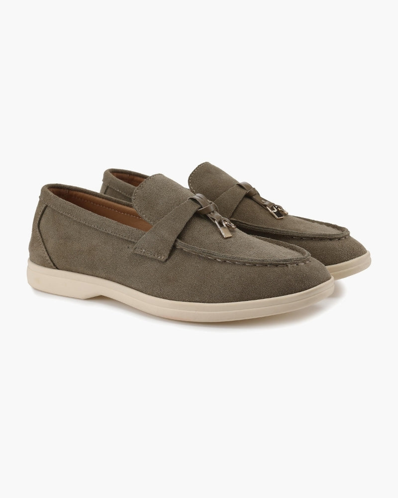 Dame Loafers I Ruskind Med Kvastdetaljer – Elegante Slip-on Flade Sko Til Kontor, Hverdagsbrug Og Smart Casual Stil