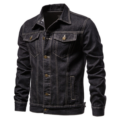 Jachetă clasică trucker din denim pentru bărbați, cu închidere cu nasturi și buzunare la piept – jachetă casual pentru toamnă, purtare zilnică, timp liber și stil smart casual