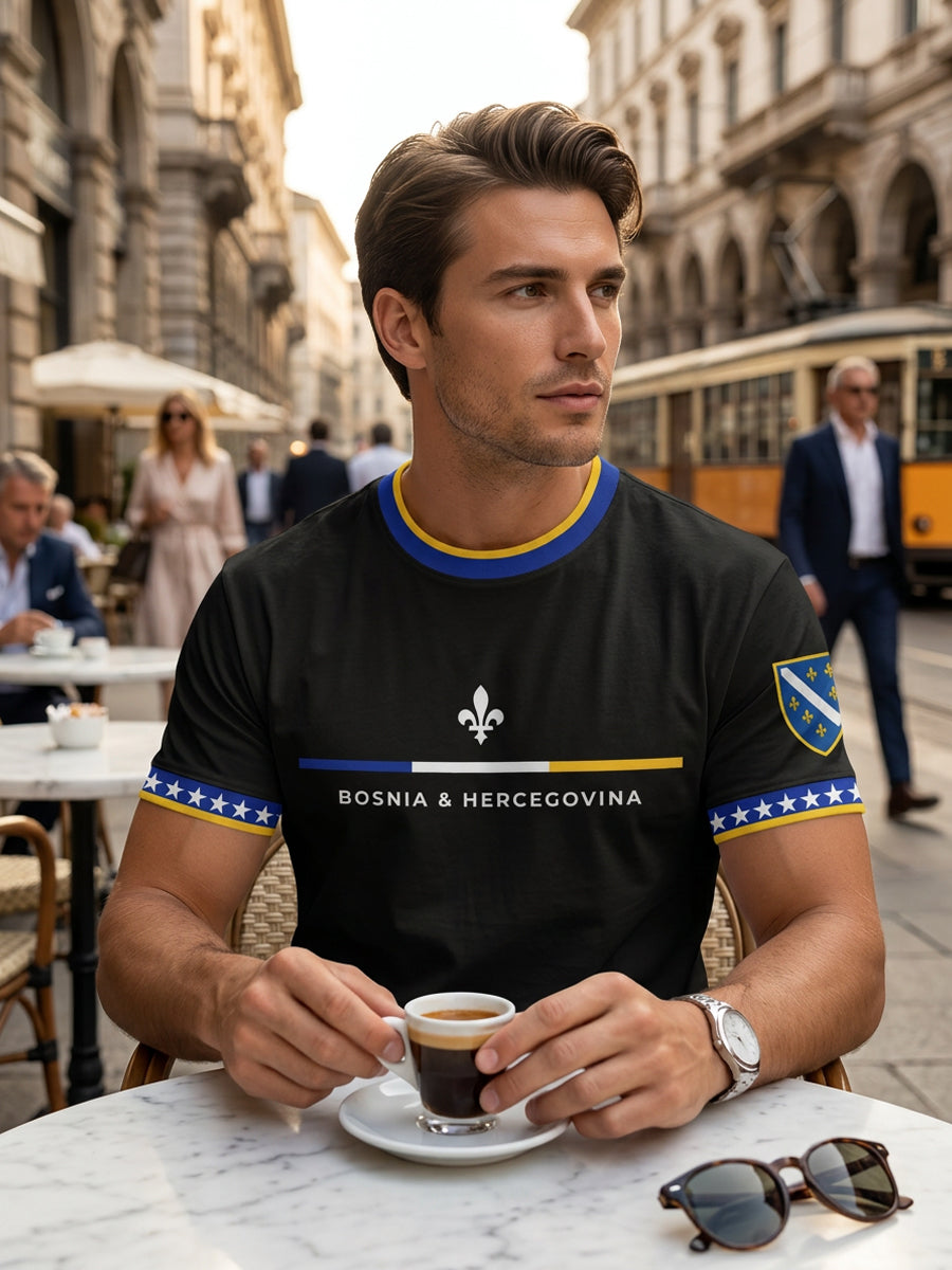 Men's T-Shirt with Graphic Fan Print and Crew Neck – Short-Sleeved T-Shirt for Everyday Wear, Leisure, and Casual Outfits