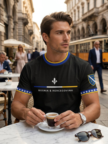 Men's T-Shirt with Graphic Fan Print and Crew Neck – Short-Sleeved T-Shirt for Everyday Wear, Leisure, and Casual Outfits