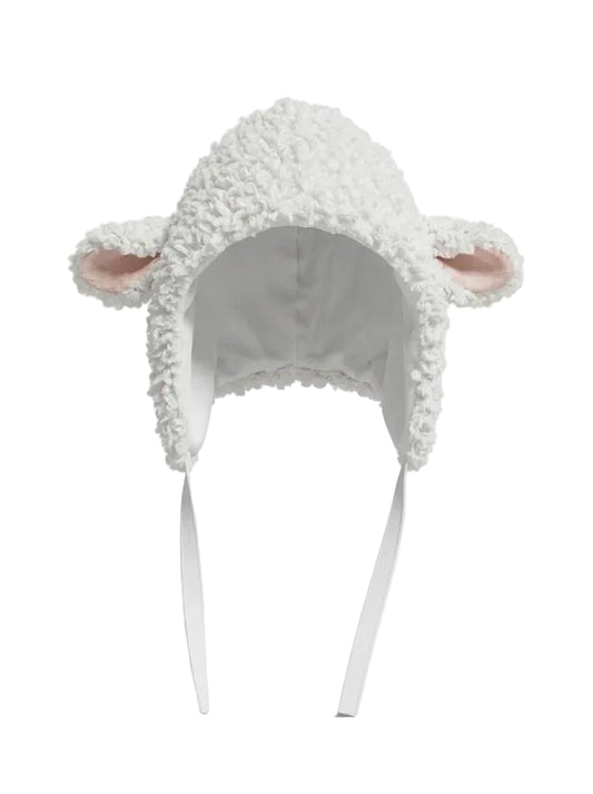Women's Soft Lamb Hat with Fluffy Animal Ears and Adjustable Ties – Warm Winter Hat for Cold Days, Everyday Wear and Leisure