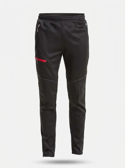 Men's thermal fleece cycling pants with waterproof and windproof design - reflective winter pants with zippered pockets for cycling, running, and outdoor use