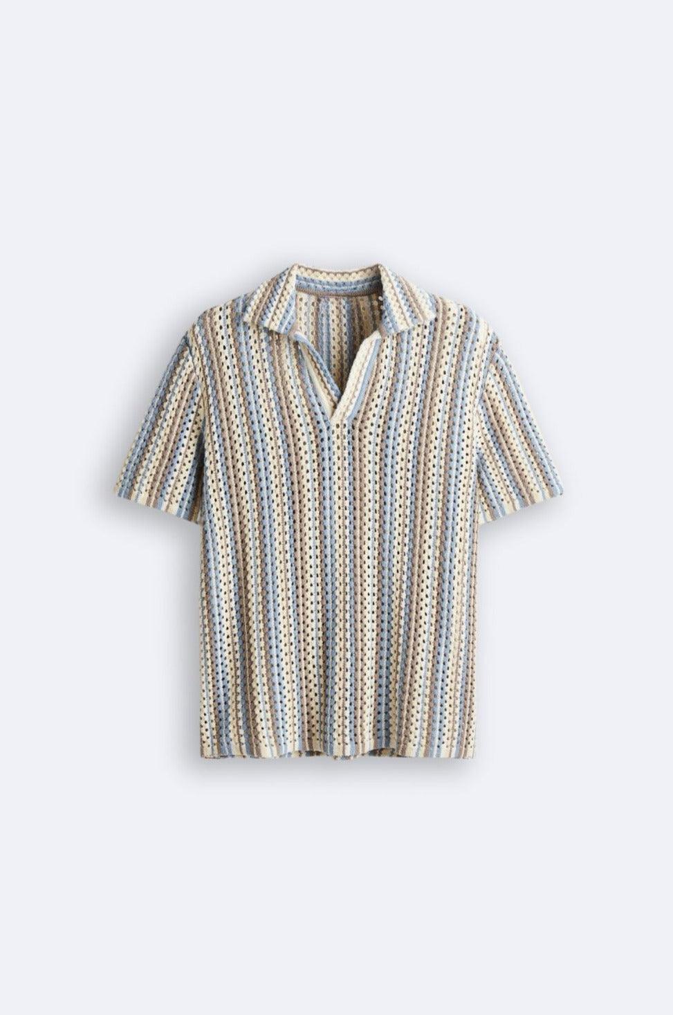 Men’s Åbenstrikket Printet Polo Afslappet Sommertop