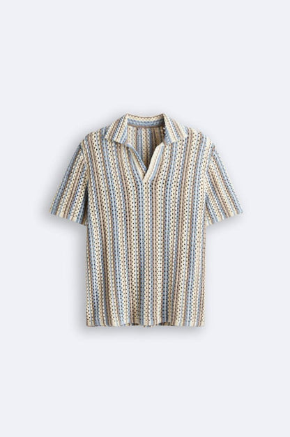 Men’s Åbenstrikket Printet Polo Afslappet Sommertop