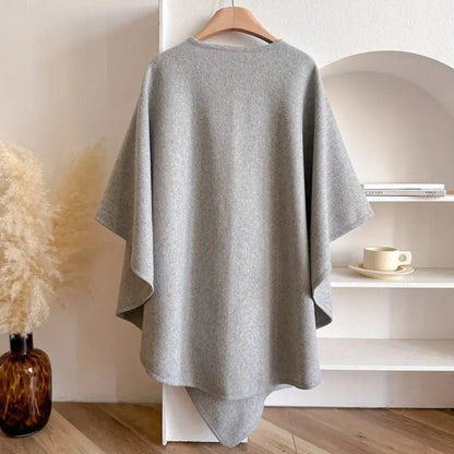 Women's Belted Poncho Coat – Wind-Resistant Outerwear for Autumn, Winter, Leisure, and Everyday Wear