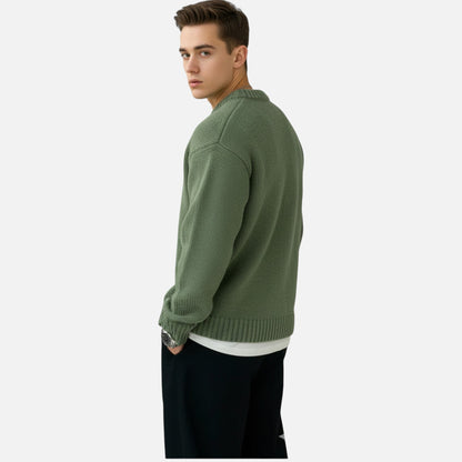 Men's Solid-Color Crew-Neck Pullover – Classic Sweater for Autumn, Winter, Everyday Wear and Smart Casual Style