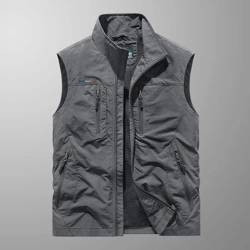 Men's quilted vest with zip closure and high collar – practical transitional jacket for outdoor use, everyday wear, and leisure