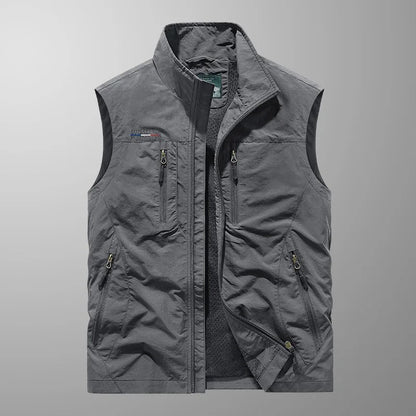 Men's quilted vest with zip closure and high collar – practical transitional jacket for outdoor use, everyday wear, and leisure