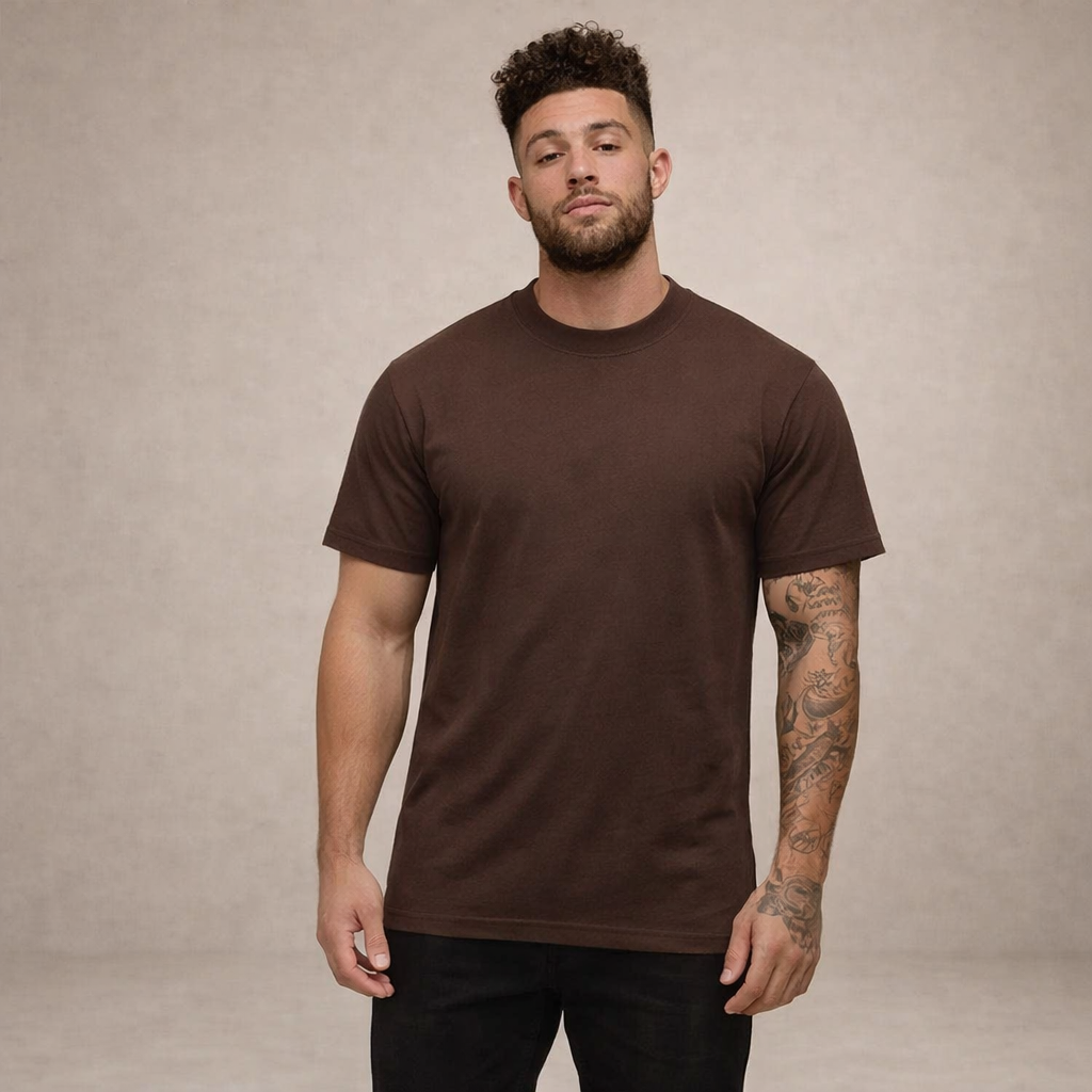 Tricou bărbătesc din bumbac, cu croială slim fit și guler rotund – piesă de bază clasică pentru purtare zilnică, timp liber și stil smart casual