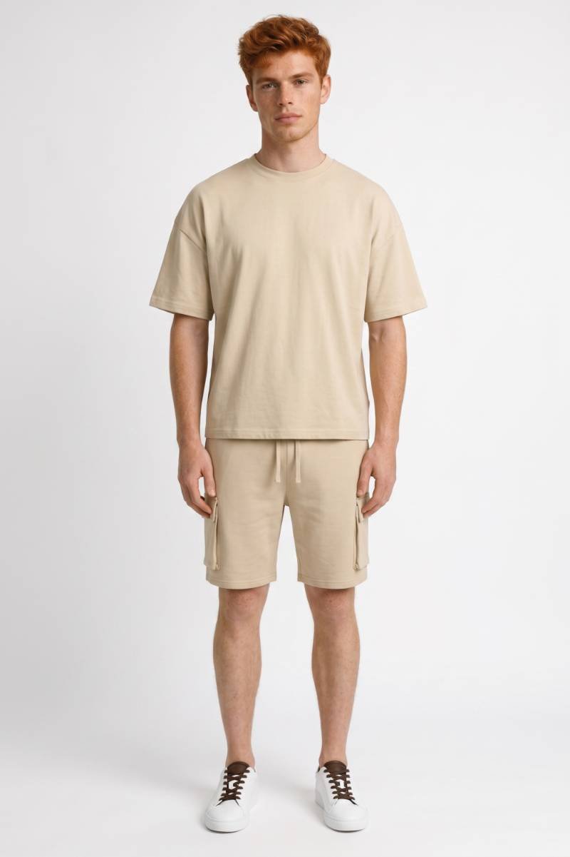 Herre Oversized T-shirt Og Cargoshorts Sæt