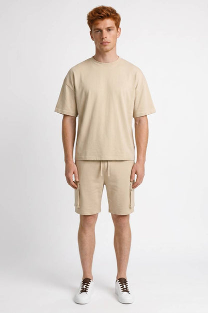 Herre Oversized T-shirt Og Cargoshorts Sæt