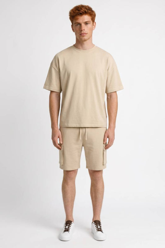 Set tricou oversized și pantaloni scurți cargo bărbați  