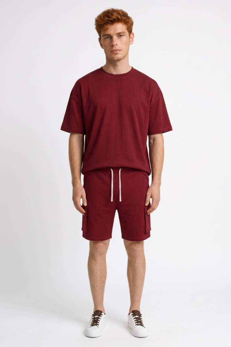 Herre Oversized T-shirt Og Cargoshorts Sæt