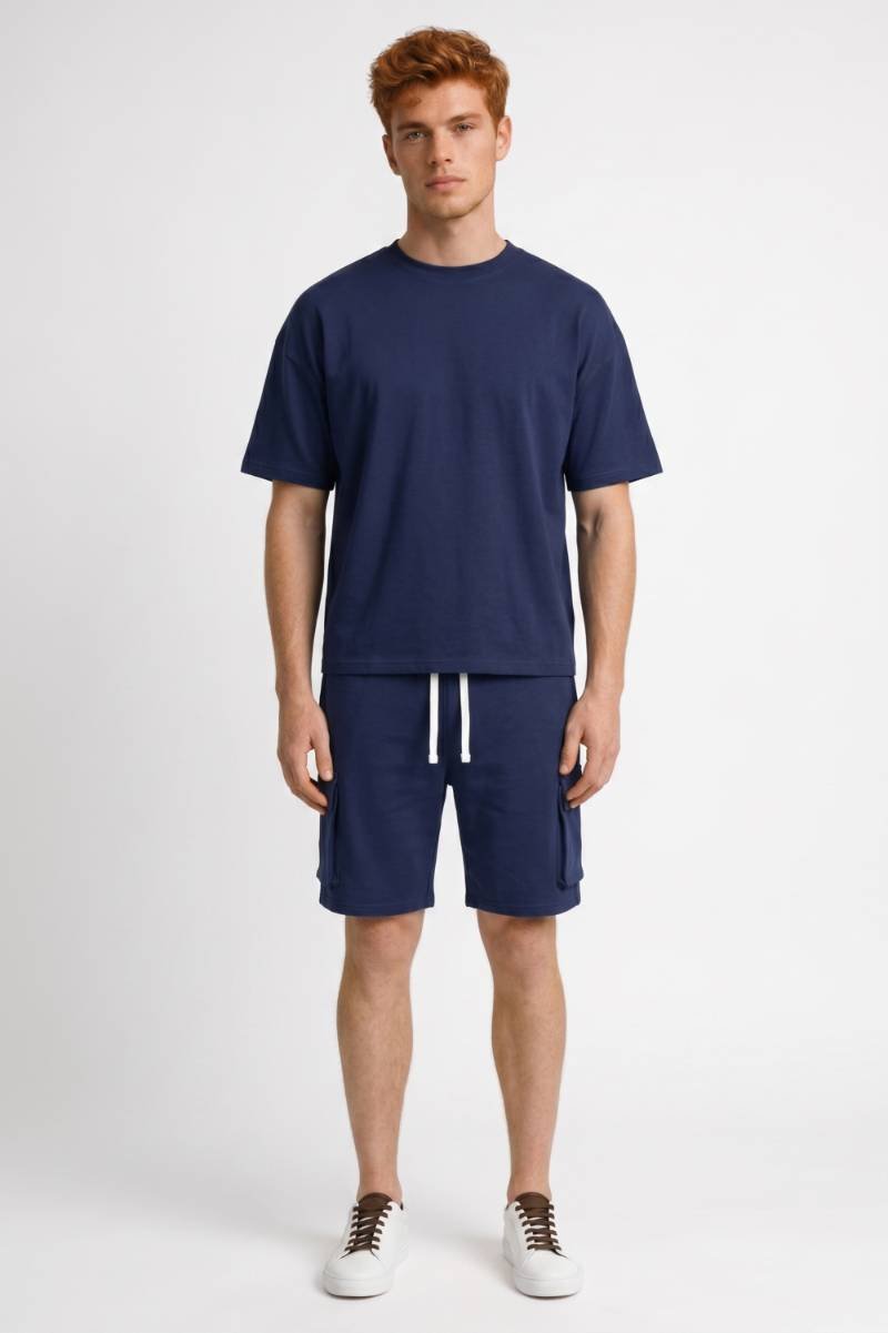 Herre Oversized T-shirt Og Cargoshorts Sæt