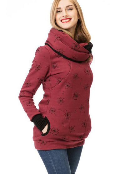 Women's Nursing Sweatshirt with Floral Print, Pockets and Zipper – Practical Nursing Wear for Everyday Wear and Comfort