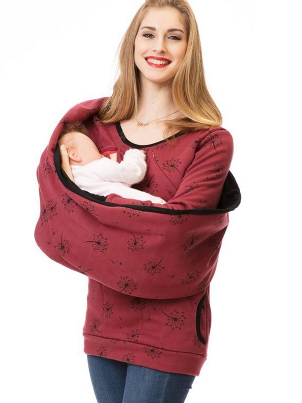 Women's Nursing Sweatshirt with Floral Print, Pockets and Zipper – Practical Nursing Wear for Everyday Wear and Comfort