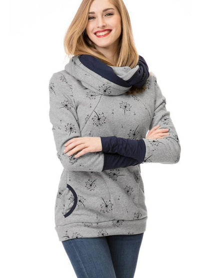 Women's Nursing Sweatshirt with Floral Print, Pockets and Zipper – Practical Nursing Wear for Everyday Wear and Comfort