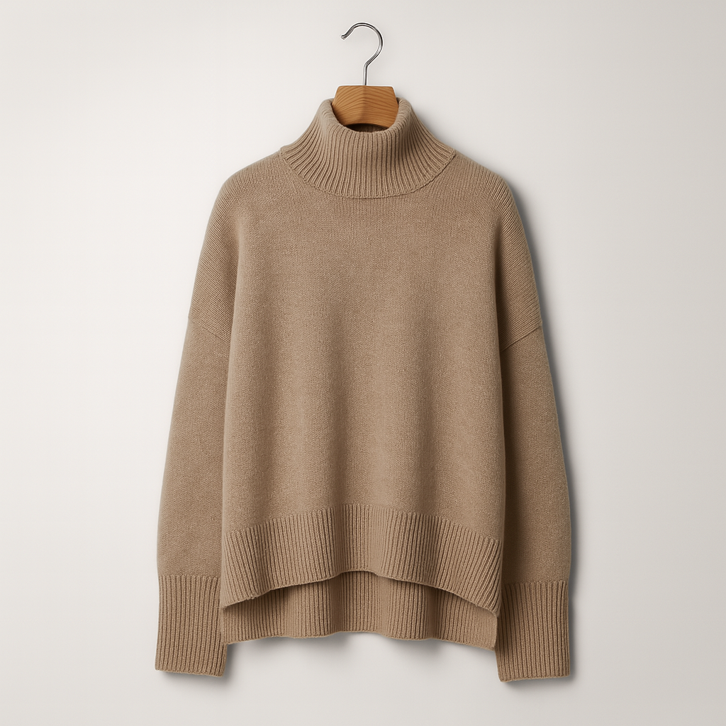Women's Cashmere-Blend Turtleneck Sweater – Soft Casual Knit for Autumn and Winter