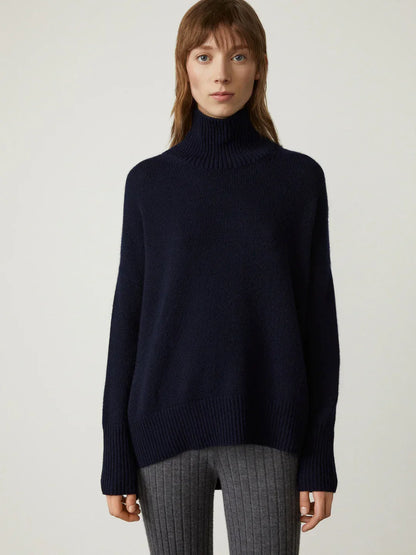 Women's Cashmere-Blend Turtleneck Sweater – Soft Casual Knit for Autumn and Winter