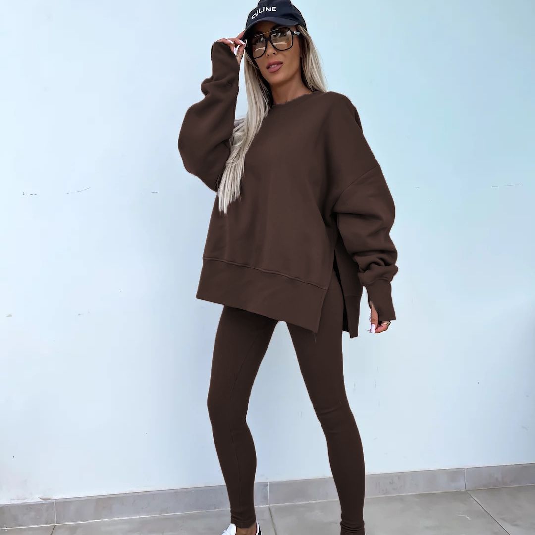 Dame Oversized Sweatshirt- Og Leggingssæt – Afslappet 2-delt Outfit Til Hverdagsbrug, Fritid Og Casual Stil