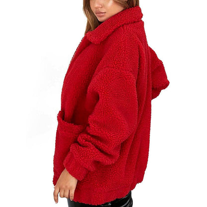 Dámská bunda z teddy fleecu na zip v oversized střihu – měkké a hřejivé svrchní oblečení na podzim, zimu, každodenní nošení a volný čas