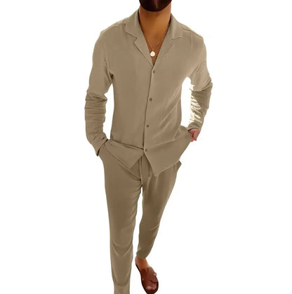 Pánská 2dílná letní souprava – lehký a ležérní outfit na dovolenou, volný čas, běžné nošení a ve stylu smart casual
