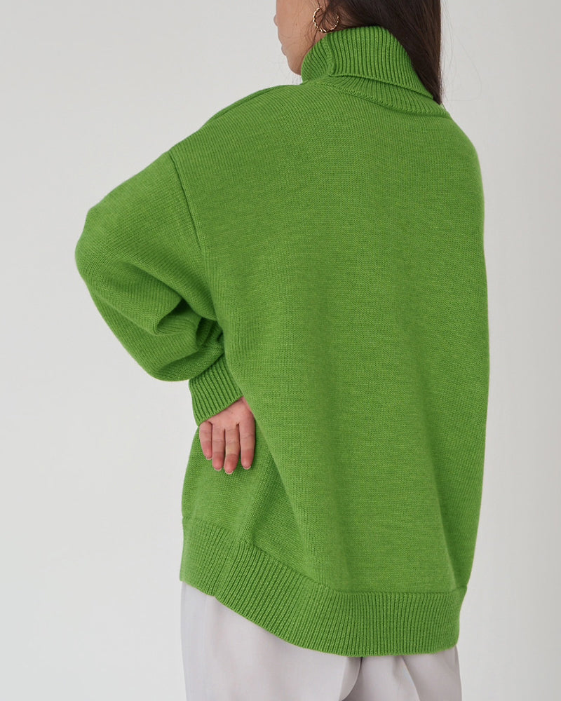 Dame Oversized Rullekravesweater – Afslappet Vinterstrik Til Daglig Lagdeling