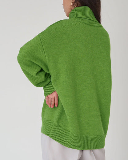 Dame Oversized Rullekravesweater – Afslappet Vinterstrik Til Daglig Lagdeling