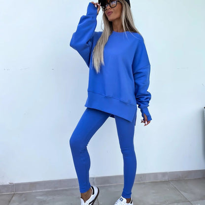 Dame Oversized Sweatshirt- Og Leggingssæt – Afslappet 2-delt Outfit Til Hverdagsbrug, Fritid Og Casual Stil
