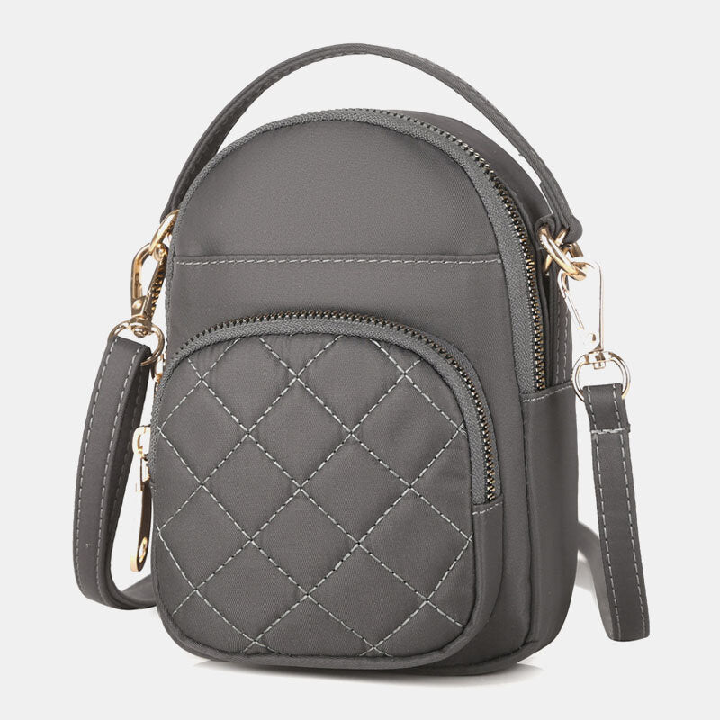 Dame Quiltet Mini-crossbody-taske Til Telefon Med Flere Lommer – Kompakt Taske Med Justerbar Skulderrem Til Hverdagsbrug, Shopping Og Fritid