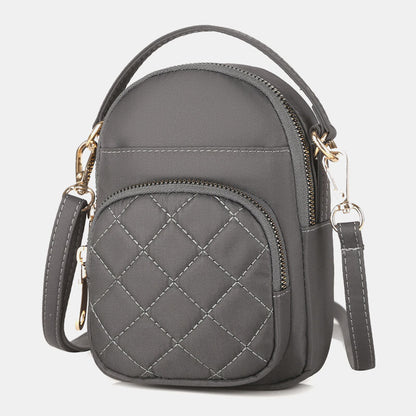 Dame Quiltet Mini-crossbody-taske Til Telefon Med Flere Lommer – Kompakt Taske Med Justerbar Skulderrem Til Hverdagsbrug, Shopping Og Fritid