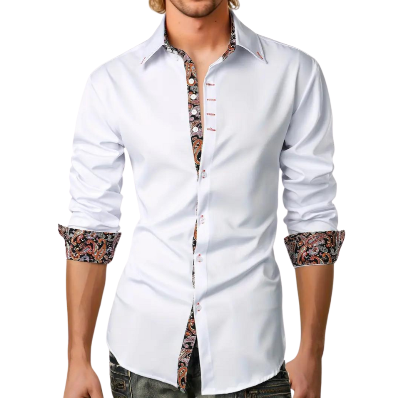 Men's Button-Down Shirt with Patterned Details – Tailored Shirt for the Office, Everyday Wear, Business, and Smart-Casual Style