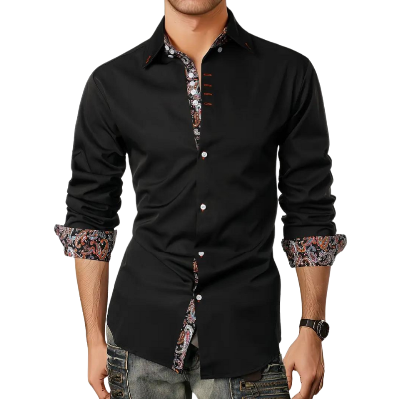 Men's Button-Down Shirt with Patterned Details – Tailored Shirt for the Office, Everyday Wear, Business, and Smart-Casual Style