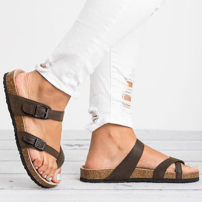Dame Sandaler Med Korksål Og Justerbare Spænder