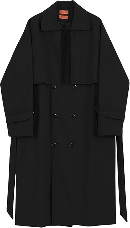 Pánský dlouhý dvouřadý trenčkot se širokými klopami a krycí légou – ležérní kabát na míru na podzim, zimu, pro každodenní nošení i ve stylu smart casual